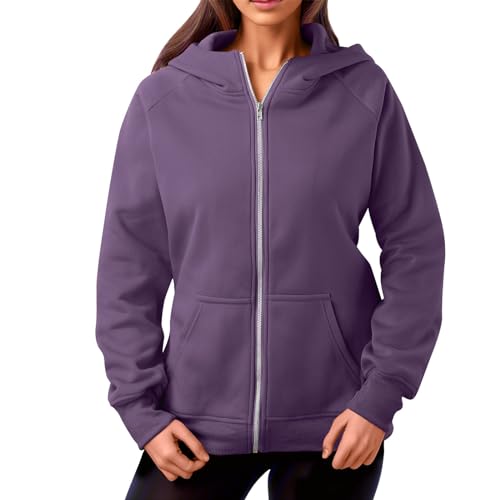 Winterjacke Damen - Jacke Sweatjacke Warm Sport Fleece Sportjacke Mädchen Classics Freizeit Winter Outdoor Fitness Arbeitsjacke Fleecejacke F Lila, M von SKFLABOOF