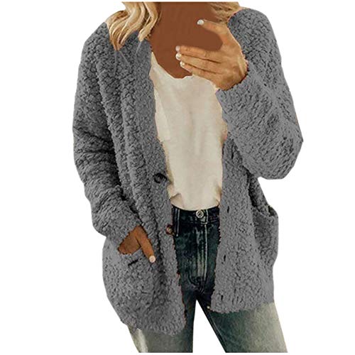 Winterjacke Damen - Sweater Arbeitsjacke Elegant Fleece Langarm Fitness Outdoorjacke Frauen Trekkingjacke Womens Jacket Kapuzenjacke F Dunkelgrau, M von SKFLABOOF