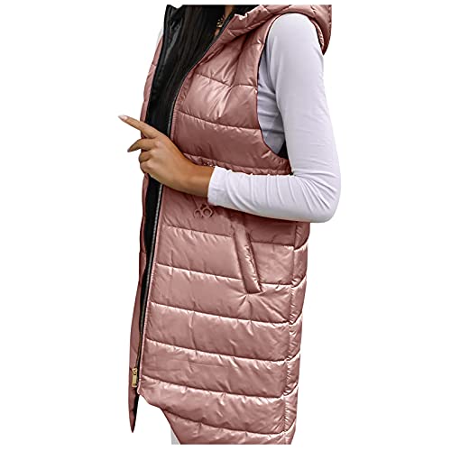 Winterjacke Damen warm, Wintermantel Damen Lang Jacke Winter Damenjacken Coat Women Taillierte Winterjacke Daunenmantel Puffer Rosa, XXL von SKFLABOOF