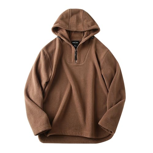 Winterjacke Herren Kapuze Einfarbig Warm Fleecejacke Trachtenjacke Übergangsjacke Outdoor Bequem Mode Winterjacke Teddyjacke Fleecepullover AG XXL von SKFLABOOF