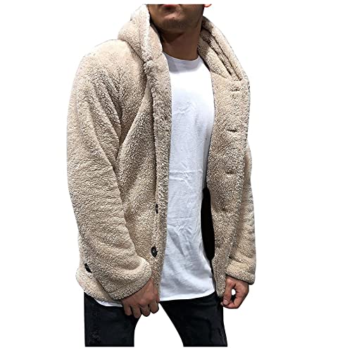 Winterjacke Herren Mode Parka Winterjacke Sweatjacke Passenger Clothing Outdoor Fleece Leichte Fleecejacke Fleecepullover Trachtenjacke Beige 3XL von SKFLABOOF