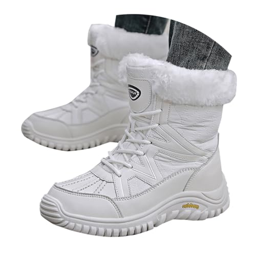 Winterstiefel Damen Outdoor Winter Snow Boots Schneeschuhe rutschfeste Thermo Boots Trekkingschuhe Winterstiefel Damen Gefüttert Winterschuhe Damen Weiß 37 von SKFLABOOF