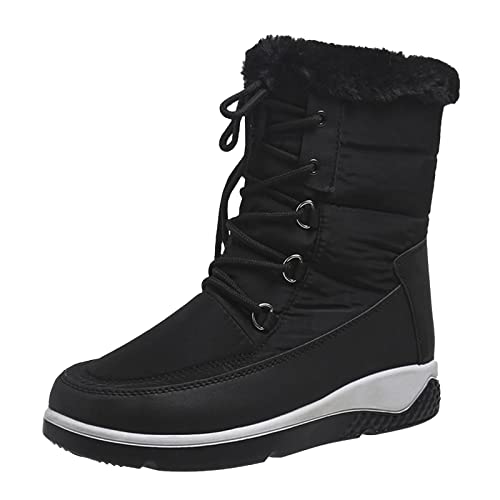 Winterstiefel Damen Trekkingschuhe Outdoor Gefüttert rutschfeste Snow Boots Schneeschuhe Schwarz 37 von SKFLABOOF