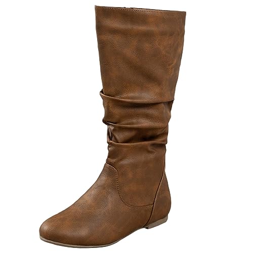 Winterstiefel Damen Weitschaftstiefel Elegant Flache Stiefel Hohe Stiefel Chelsea Boots Braun 41 Winterstiefel Damen Weitschaftstiefel Elegant Flache Stiefel Hohe Stiefel Chelsea Boots Braun 41 von SKFLABOOF