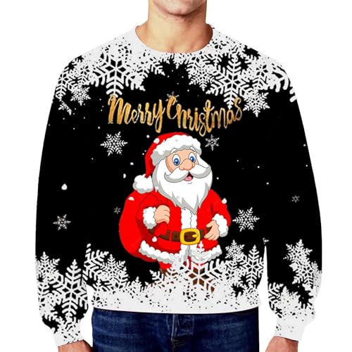 b Ware, Christmas Hoodie Weihnachtsm Herren Weihnachtspullover Männer Sweater Lustig Partner Pullover Weihnachten Funny Schwarz, 3XL von SKFLABOOF