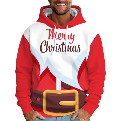 b Ware, Weihnachts Hoodie Herren Weihnachtsmann Partner Weihnachtspullover Christmas Hässlicher Sweater Pullover Paar Rosa, S von SKFLABOOF