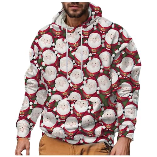 b Ware 2 Wahl, Christmas Hoodie Weihnachts Weihnachten Pullover Herren Xmas Weihnachtspullover Lustig Ugly Sweater Männer Rot, L von SKFLABOOF