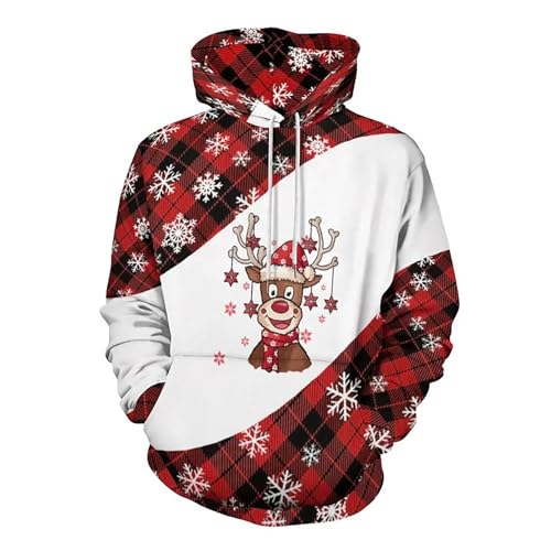 b Ware 2 Wahl, Weihnachts Hoodie Herren Weihnachtskleid Partner Weihnachtspullover Christmas Pulli Hässlich Lustiger Rot, 5XL von SKFLABOOF