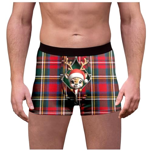 b Ware 2 Wahl, Weihnachts Unterhosen Männer Boxershorts Weihnachten Herren Lustige Sexy Weihnachtskostüm Weihnachtsoutfit Lustig Rot, XXL von SKFLABOOF