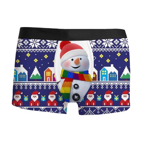 b Ware 2 Wahl, Weihnachtsunterhose Herren Boxershorts Weihnachten Pants Bedruckte Unterhosen Männer Lustig Bunt Weihnach Lustige Motive Lila, L von SKFLABOOF