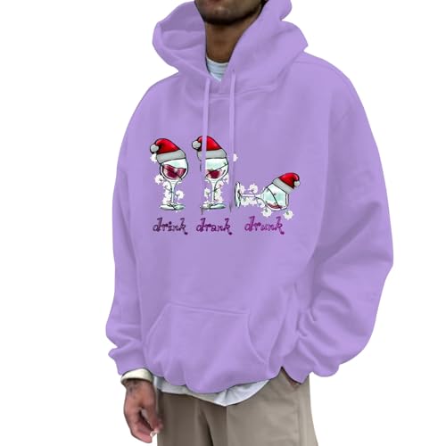 b Ware retouren, Weihnachts Hoodie Herren Weihnachtspullover Pullover Weihnachten Ugly Lustig Hässlicher Weihnachtspullis Christmas Lila, M von SKFLABOOF