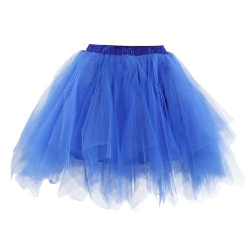 blaues tütü, Tüllrock Damen, 50Er Jahre Karneval Kostüm Petticoat Schwarz Ballettrock Pink Tütü Rock Tutu Unterrock Damen Tüll Kleid Blau, M von SKFLABOOF