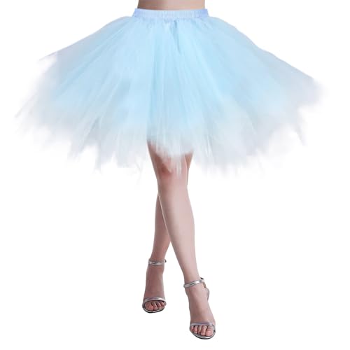 blaues tütü, Tüllrock Damen - 50Er Jahre Karneval Kostüm Tüll Ballettrock Faschingskostüme Tütü Damen Tutu Petticoat Grün Rock Unterrock Blau -1, XL von SKFLABOOF