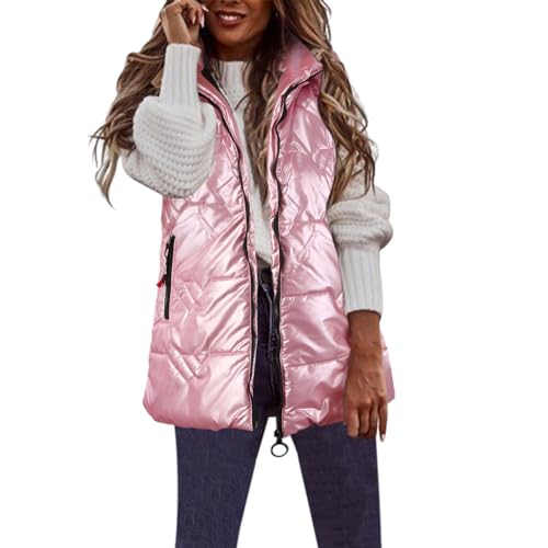 blitzangebote, Puffer Jacket Damenweste Damenwesten Große Größen Steppweste Damen Kurz Ärmellos Leichte Dünne Ärmellose Weste Dünn Leicht Rosa, 4XL von SKFLABOOF