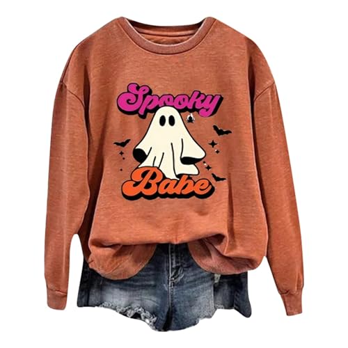 blitzangebote, Pullover Teenager Mädchen Halloween Kostüm Vintage Gruselige Kostüme Oberteile Tshirt Fall Clothes Damen Plus Size Yk2 Clothing Orange, XXL von SKFLABOOF