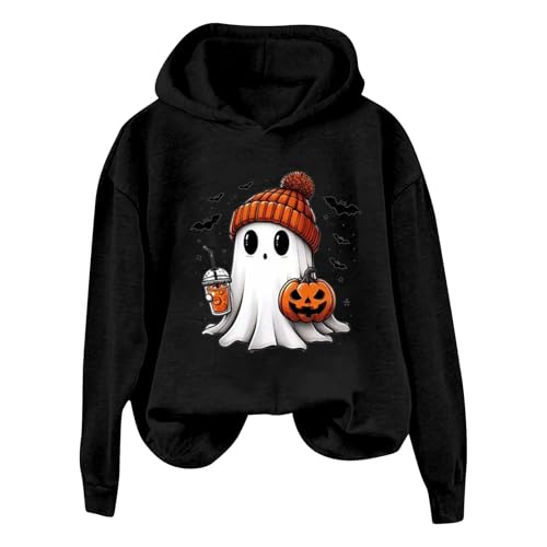 blitzangebote des Tages, Halloween Kostüm Damen Gruselig - Geister Hoody Damen Langarmshirts Kostüm Sweatshirts mit Kapuze Hoodie Longsleeve Langarmshirt Streetwear Schwarz, M von SKFLABOOF