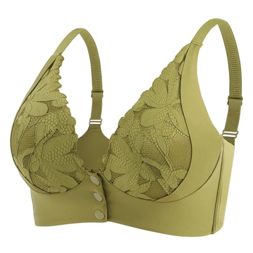 blitzangebote des Tages, Push Up Dirndl BH Ohne Buegel - Durchsichtige Träger Women Bra Sport Spitze Damen Stützende Büstenhalter Nahtloser Klassische BHS mit Vorderverschluss Grün, 36 von SKFLABOOF