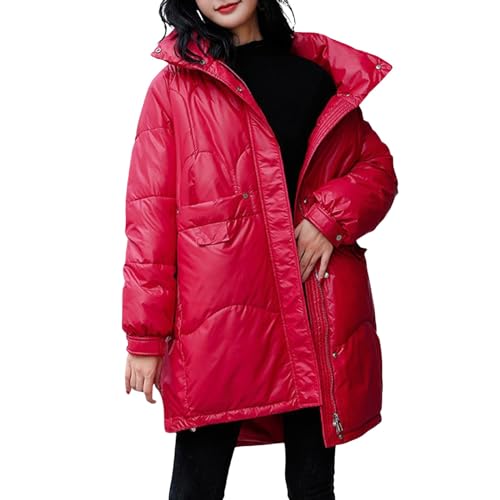 blitzangebote des Tages aktuell, Wintermantel Damen Lang Winterjacke Jackem Grosse Grössen Puffer Oversize Mantel Daunenmantel+Damen Daunenjacke Rot, XL von SKFLABOOF