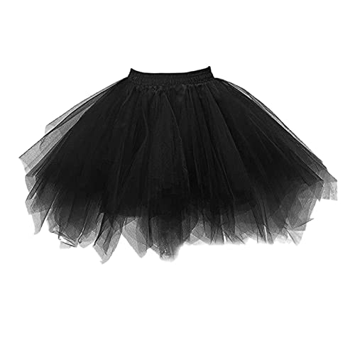 schwarzer Rock Karneval, Karneval Tüllrock Damen - 50Er Jahre Tutu Petticoat Grün Ballett Kostüm Blau Tüll Rock Unterrock Faschingskostüme Tütü Damen Schwarz, XL von SKFLABOOF