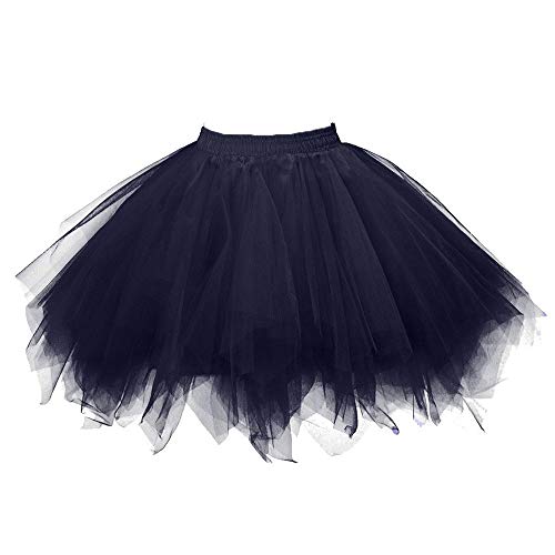 schwarzer Rock Karneval, Tüllrock Damen 50Er Jahre Karneval Ballett Kostüm Ballettrock Rot Tütü Rock Tanzkleid Damen Tutu Petticoat Unterrock Tüll Kleid Schwarz, 3XL von SKFLABOOF