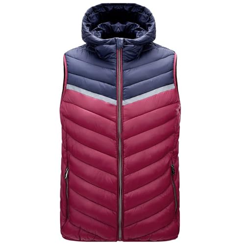 tagesangebote Heute, Herren Weste Winter Arbeitsweste Herrenwesten Sportlich Elegant Warme Puffer Jacke Daunen Männer Steppweste Wein, XXL von SKFLABOOF