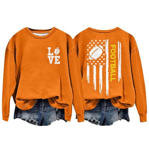 tagesangebote Heute, Pulli Teenager Mädchen T-Shirt Damen Oversize Y2k Pullover Für Klamotten 10 Jahre Vintage Longpullover T Shirt Fashion Oberteile Oversized Orange, XXL von SKFLABOOF