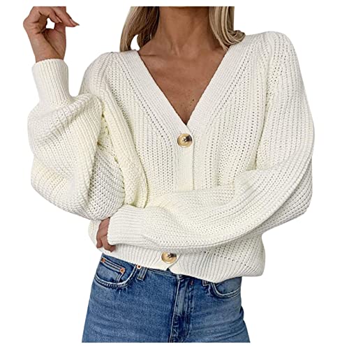 tagesangebote Heute, Pullover Für Damen - Cardigan Damen Boleros Für Damen Bolero Damen Elegante Strickjacken Strickjacken Kurze Kurz Crop Jacke Vorne Offen Strickjacke Damen Kurz Weiß, M von SKFLABOOF