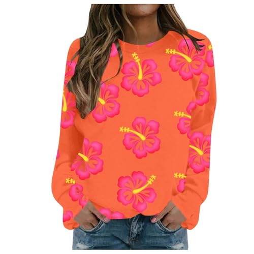 tagesangebote Heute, Sweater Pullover Mädchen Langarm Shirts Damen Cute Stuff for Teen Girls Sport Y2k Luftiges Oberteil Für Oversize Shirt Activewear Orange, S von SKFLABOOF