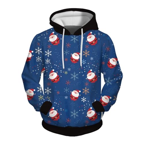 tagesangebote Heute, Weihnachts Hoodie Herren Ugly Christmas Sweater Partner Weihnachtspullover Weihnachtskostüm Pullover Weihnachten Blau, 3XL von SKFLABOOF