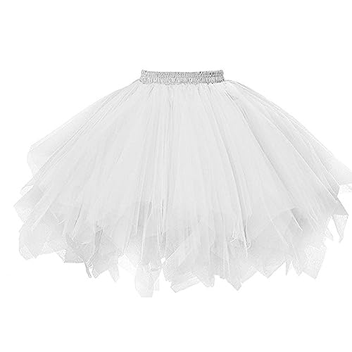 tüllrock Damen Weiss, Tüllrock Damen 50Er Jahre Karneval Ballett Kostüm Ballettrock Rot Tütü Rock Tanzkleid Damen Tutu Petticoat Unterrock Tüll Kleid Weiss, M von SKFLABOOF