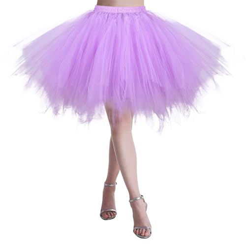 tüllrock lila, Tüllrock Damen Karneval 50Er Jahre Tutu Kostüm Tüll Ballettrock Faschingskostüme Tütü Petticoat Rock Pink Damen Unterrock Lila, M von SKFLABOOF