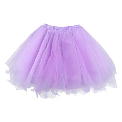 tüllrock lila Damen, Tüllrock Damen Schwarz 50Er Jahre Karneval Ballett Kostüm Petticoat Pink Tanzkleid Ballettrock Tütü Rock Damen Tutu Unterrock Lila, XXL von SKFLABOOF