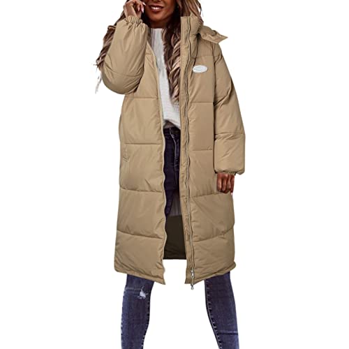 übergangsjacken Damen günstig, Daunenmantel Damen Lang Wintermantel Warm Winter Jacke Winterjacke Knielang Women Jacket Warme Damensteppmäntel Taillierte A, M von SKFLABOOF