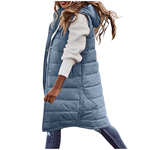 übergangsjacken Damen günstig, Daunenmantel Lang Damen Daunenjacke Winterjacke Knielang Damen-Steppmäntel Teenager Mädchen Damenjacken Winter Daunenjacken Blau, M von SKFLABOOF