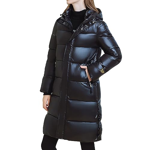 übergangsjacken Damen günstig, Daunenmantel Lang Damen Leichte Steppjacke Winterjacken Taillierte Winterjacke Winter Mantel Elegant Jackets for Women Wintermantel Schwarz, S von SKFLABOOF