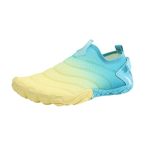 wasserdichte Schuhe Damen - Barfußschuhe Sommer Barfuss Run Weich Herren Breiter Barfuß Sneaker Wasserfeste rutschfeste Traillaufschuhe Schwimmschuhe Fahrradschuhe Gelb, 41 F von SKFLABOOF