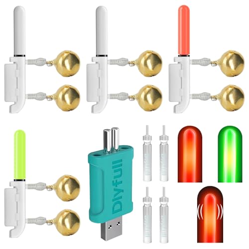 SKIKHN 4 Stück Knicklichter Angeln, LED Posen Angeln mit Bissanzeiger, Bissanzeiger Angeln mit Ladegerät und Akku, Wasserdicht Licht Sticks mit Schnalle, Nachtangeln Biss Alarm für Angelrute SKIKHN 4 Stück Knicklichter Angeln, LED Posen Angeln mit Bissanzeiger, Bissanzeiger Angeln mit Ladegerät und Akku, Wasserdicht Licht Sticks mit Schnalle, Nachtangeln Biss Alarm für Angelrute von SKIKHN