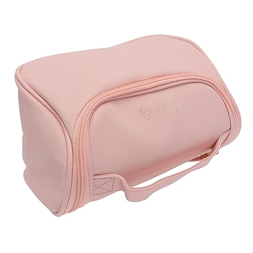 SKISUNO 1 Stück Tragbare Einfarbige Kosmetiktasche Rosa Einfache Make Up Aufbewahrung Für Damen Praktische Schminktasche Für Reisen Und Den Alltag Ideal Für Kosmetik Und von SKISUNO