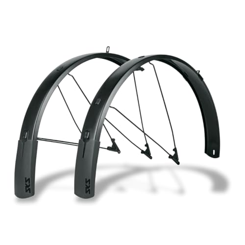 SKS GERMANY BLUEMELS STYLE 27,5" - 29" 75MM BLACK SET Spritzschutz-Set, Fahrradschutzblech (V-Adapter mit ESC-Sicherheitssystem, stabile Doppel-U-Streben, in massiver Sandwichbauweise), schwarz von SKS GERMANY