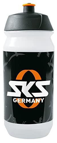 SKS GERMANY LOGO BOTTLE SMALL 500 ml Trinkflasche im SKS GERMANY-Design, Fahrradzubehör für alle gängigen Flaschenhalterungen, auslaufsicheres Push-Pull-Ventil, ergonomische Form, abnehmbarer Deckel von SKS GERMANY