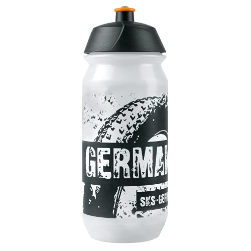 SKS GERMANY TEAM GERMANY BOTTLE SMALL 500ml Trinkflasche in sportlichem Design, auslaufsicheres Push-Pull-Ventil, ergonomische Form, abnehmbarer Deckel, transparent, 1size von SKS GERMANY