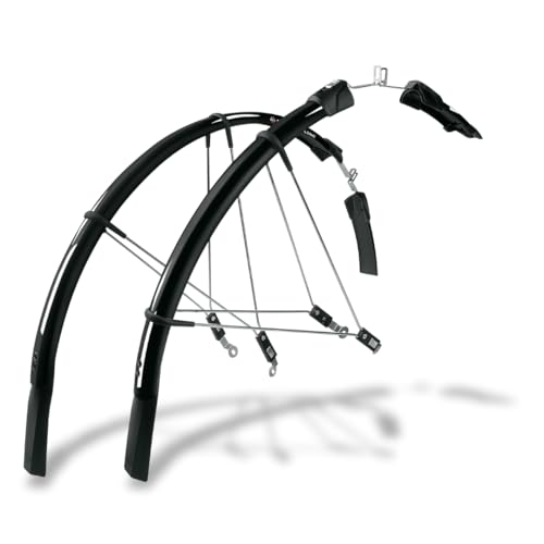 SKS GERMANY RACEBLADE LONG Schutzblech-Set,ideal für Rennräder (superleichtes Fahrradzubehör mit extra langem Spoiler,Quick-Release-Befestigung,inkl. Streben und Befestigungsmaterial),Schwarz von SKS GERMANY