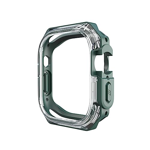 SKXMOD Geeignet für Apple Watch-Gehäuse 40 mm, 44 mm, 41 mm, 45 mm, 49 mm, Polycarbonat, transparent, Halbpackung, TPU-Uhrengehäuse, Ultra 49 mm (grün, 44 mm) von SKXMOD