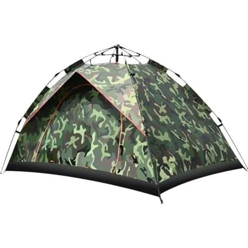 Campingzelt Automatisches, schnell zu öffnendes Außenzelt für 3–4 Personen, wasserdichtes Zelt, Camping, Familien-Außenzelt, leichtes, sofort aufbaubares Tunnelzelte(Camouflage 3-4Person) von SLAHAJ