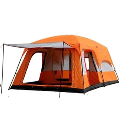 SLAHAJ Campingzelt Mittelgroß, 5–8 Personen, 1 Schlafzimmer, 1 Hallenzelt, doppelschichtig, Outdoor, Camping, Tourist, Familie, regenfeste Sonnenschutz-Pergola Tunnelzelte(Orange Medium) von SLAHAJ