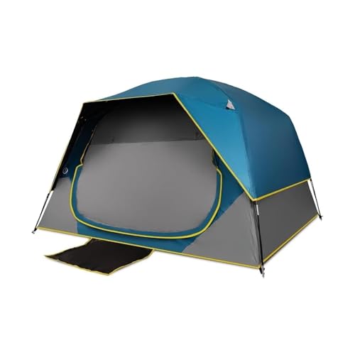 SLAHAJ Campingzelt Verdunkelungs-Campingzelt für 4 Personen, einfach aufzubauendes, wasserdichtes Familien-Kuppelzelt für Camping mit Regenschutz Tunnelzelte(Dark Blue 240 * 240 * 155cm) von SLAHAJ