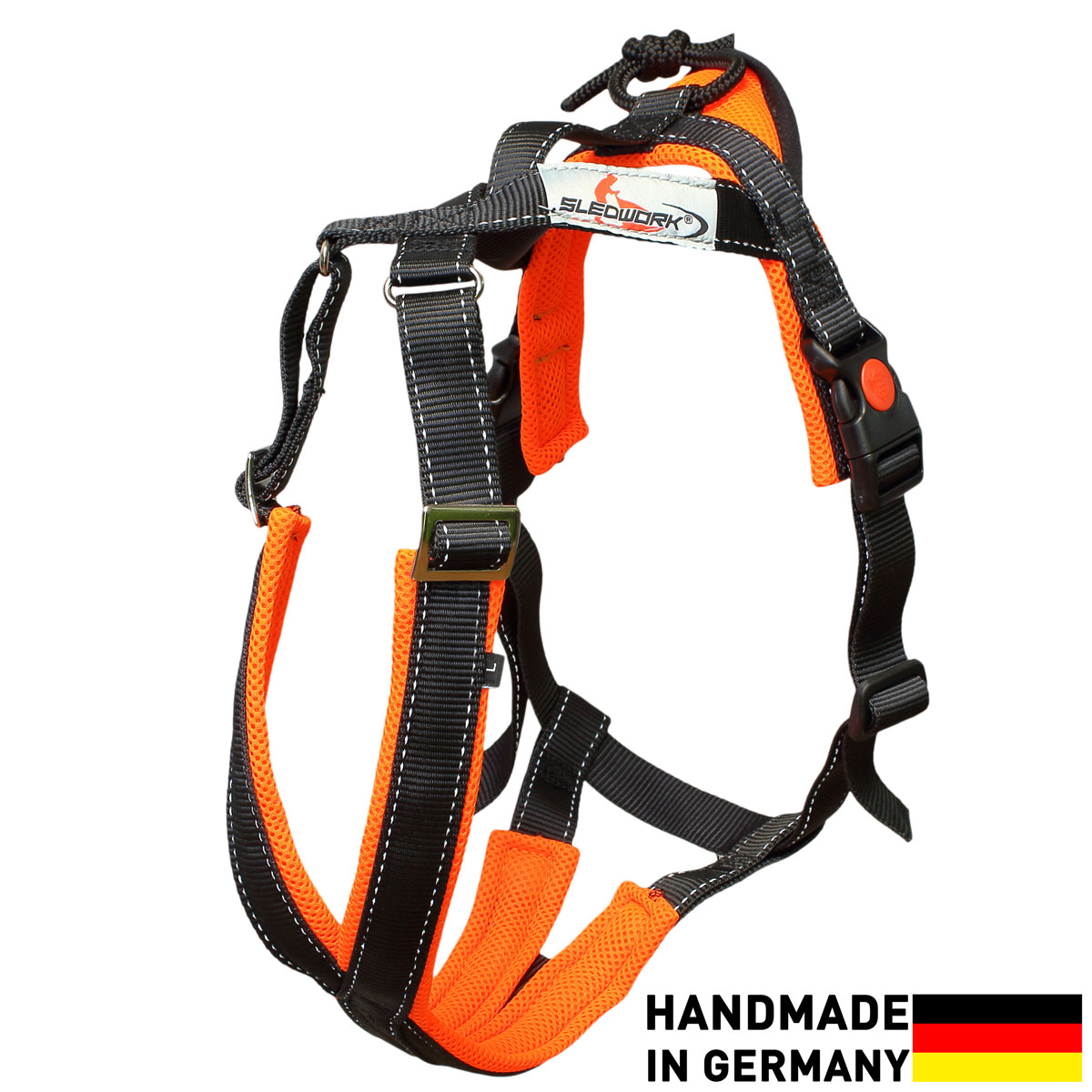 SLEDWORK TREKKING GESCHIRR schwarz/orange | SWTGSO von SLEDWORK