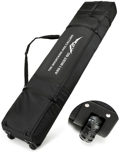 SLINRKE Snowboardtasche mit Rollen - Snowboardtasche für Flugreisen, Länge verstellbar bis 175 cm, gepolsterte Skitasche für Snowboard, Stiefel, Handschuhe, Ski & Zubehör von SLINRKE