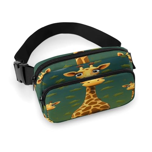 Outdoor-Brusttasche für Herren, Cartoon-Giraffen-Druck, Crossbody-Brusttasche mit großer Außentasche und seitlichen Netztaschen, geeignet für Männer und Frauen, Reisen, Wandern, lässiger Rucksack, von SLKMNET