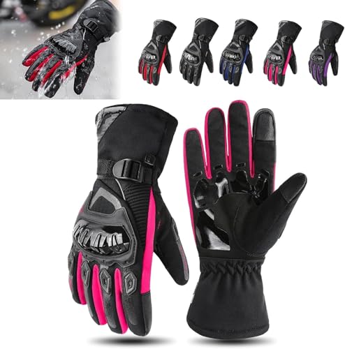 SLXYYYHW Motorradhandschuhe, isolierte wetterfeste Motorradhandschuhe, wetterfeste Motorradhandschuhe, Winter-Motorrad-Fahrhandschuhe aus Kohlefaser mit Touchscreen für Männer und Frauen von SLXYYYHW